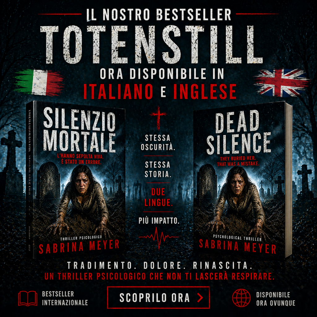 Den Auftakt machte der Thriller „Totenstill – lebendig begraben“. Besonders auf dem italienischen Amazon-Marktplatz sorgte das Buch bereits kurz nach Veröffentlichung für großes Interesse. Die düstere Atmosphäre, die psychologische Spannung und das beklemmende Thema trafen offenbar genau den Nerv vieler internationaler Leser.